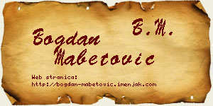 Bogdan Mabetović vizit kartica